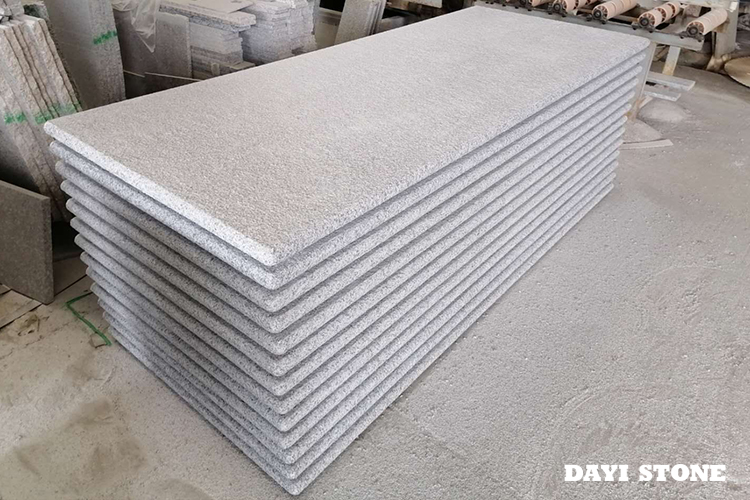 Light Grey Granite Stone Steps Top and front edge bullnose flamed 225x90x4cm - Dayi Stone